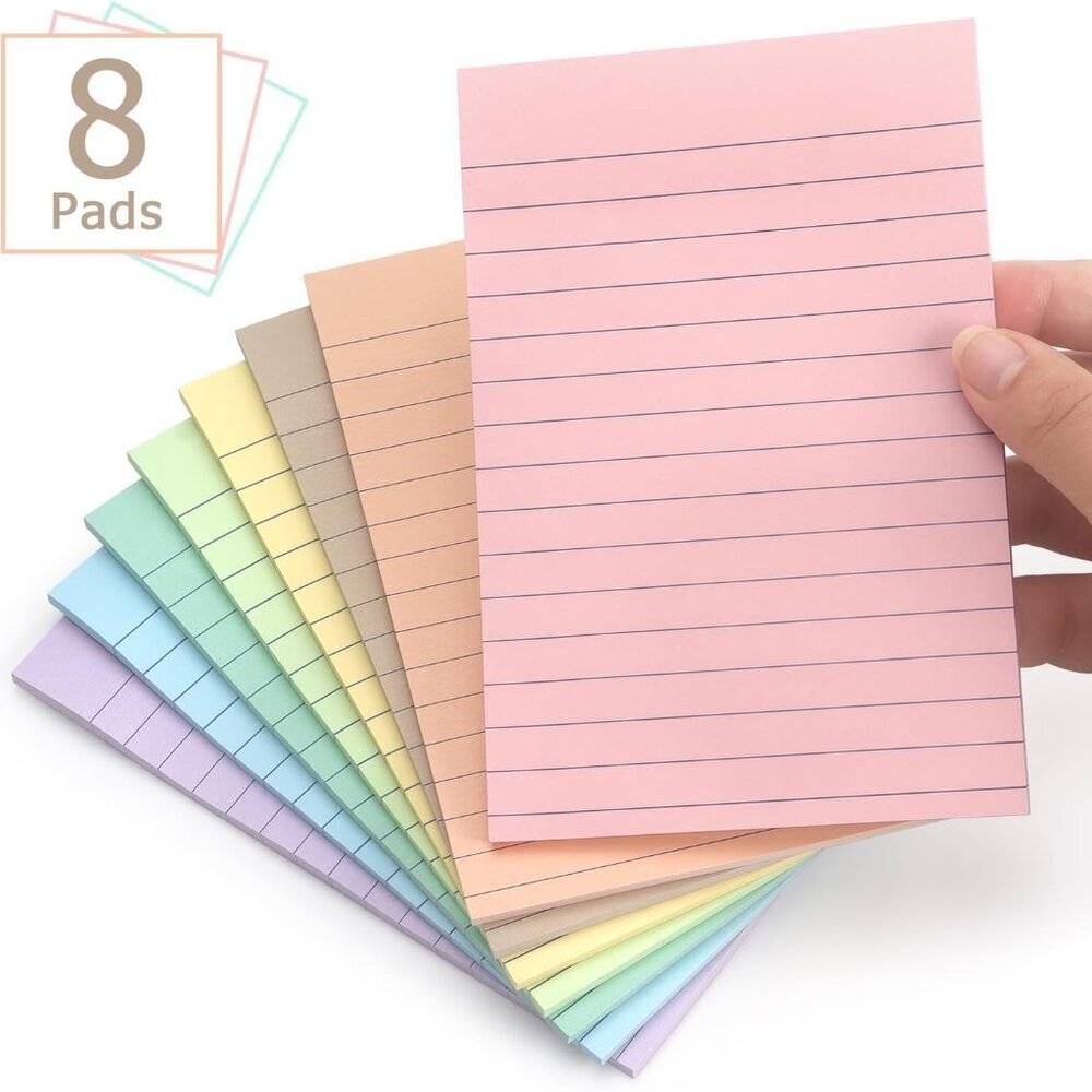 4x6 Inch Lined Sticky Notes, 8 Pack, Light Colors, Premium Self-Adhesive Notepad - Picture 4 of 7